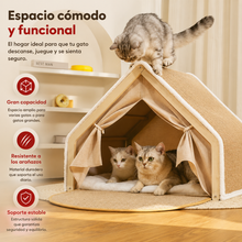 Casita Rascadora para Gatos con Zona de Descanso Acogedora