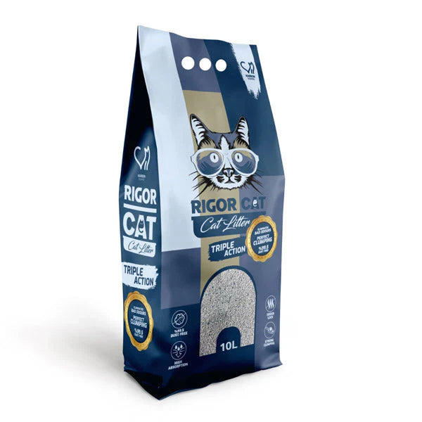 Arena aglomerante para gatos, 10 litros | Carbón activado | Rigor