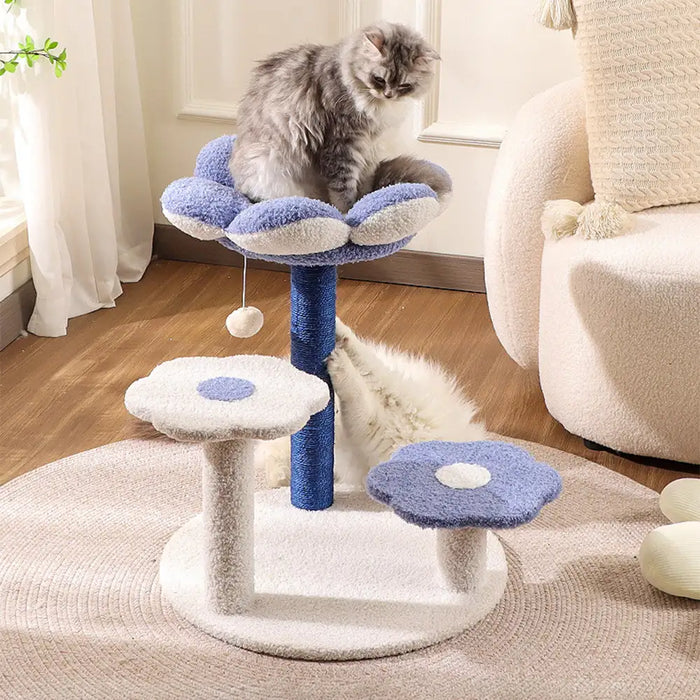 Árbol Rascador para Gatos con Diseño de Flor y Varios Niveles