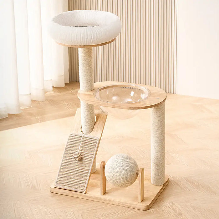Árbol Rascador Moderno para Gatos con Cápsula Transparente