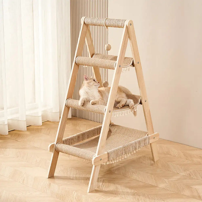 HammockTree™ – Árbol Rascador para Gatos 3 en 1 de Madera con Hamacas