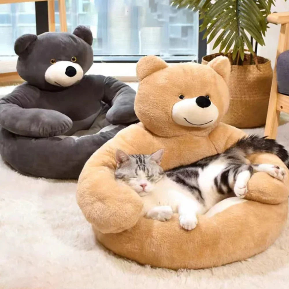 Cuddle Bear™ – Cama de Oso Ultra Suave para Gatos
